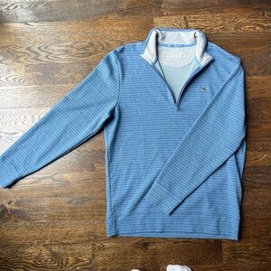 vineyard vines blue striped performance quarter zip sweatshirt, medium